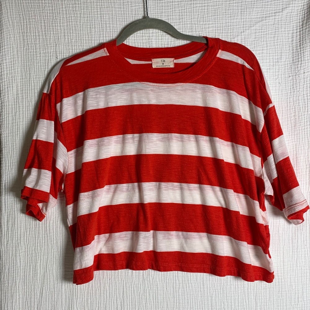 T-la (Anthropologie) sz M red & white striped top